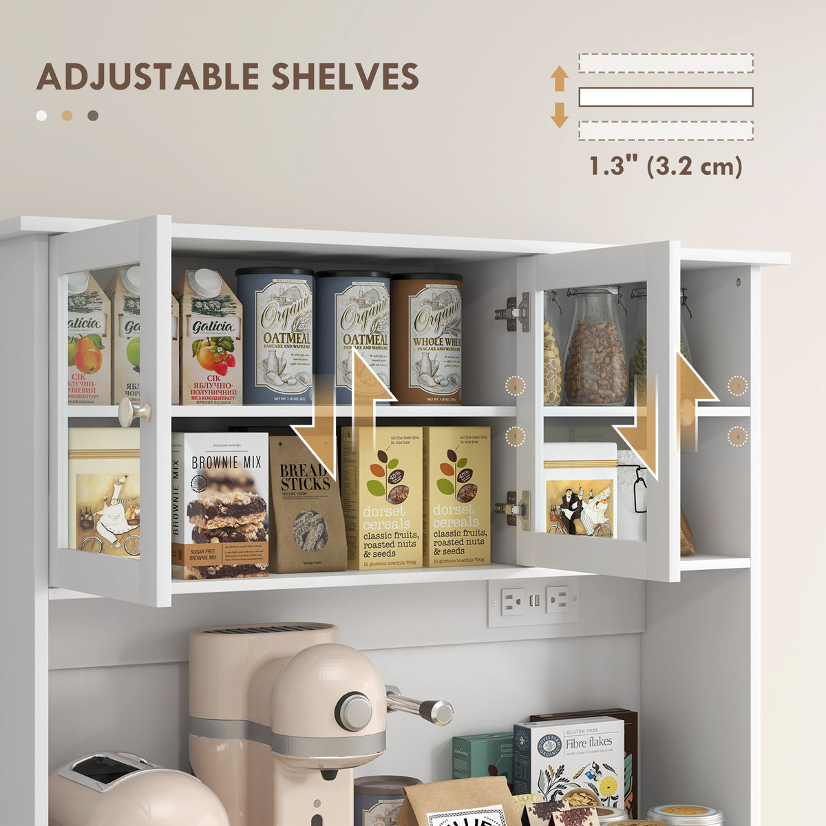 Kitchen pantry cabinet microwave stand shelf