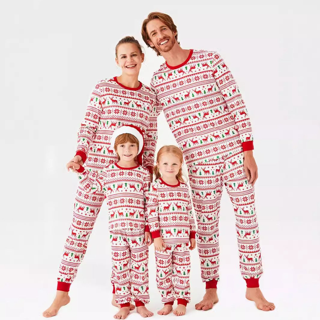 Family Matching Christmas Pajamas Set Soft Cotton Leisure Home Wear
