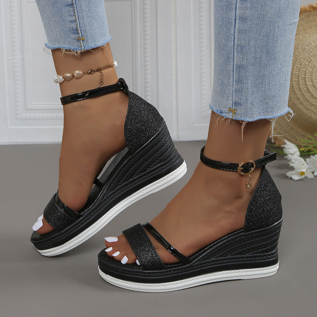 Platform Fish Mouth Wedge Sandals