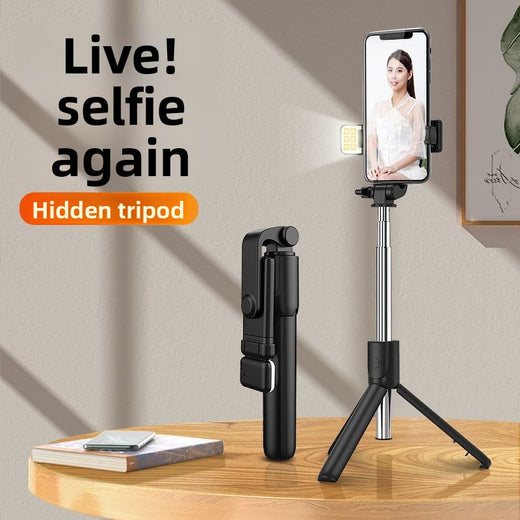 Adjustable Bluetooth Selfie Stick with Tripod and Fill Light