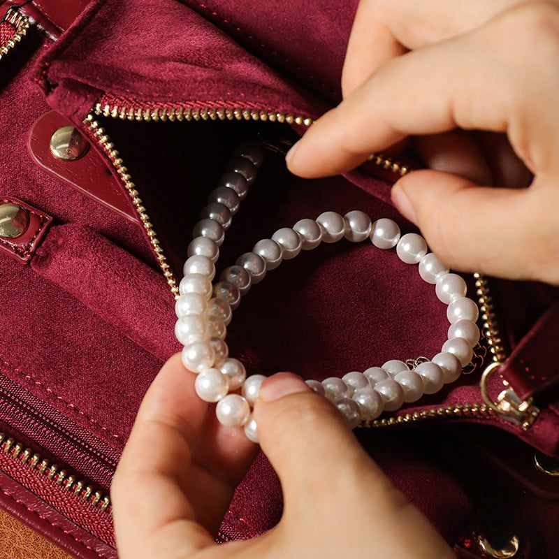 Portable Jewelry Cosmetics Bag, Large-Capacity Multi-Functional Jewelry Ring, Necklace, Earrings, Zipper Bag
