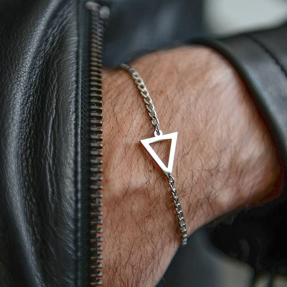 Geometric Stainless Steel Triangle NK Chain Bracelet Men Hip Hop Cross... product image 1