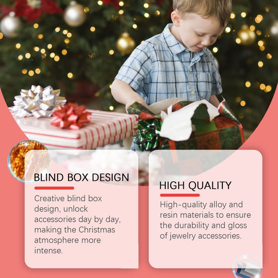 Boy opening a Christmas present, blind box design and high quality charms