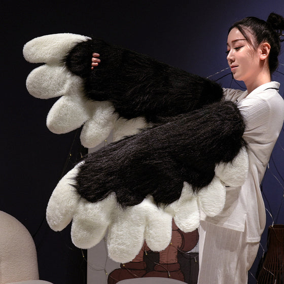Kawaii Cat Paw Thickened Plush Winter Gloves and Wings Costume Accessories Set