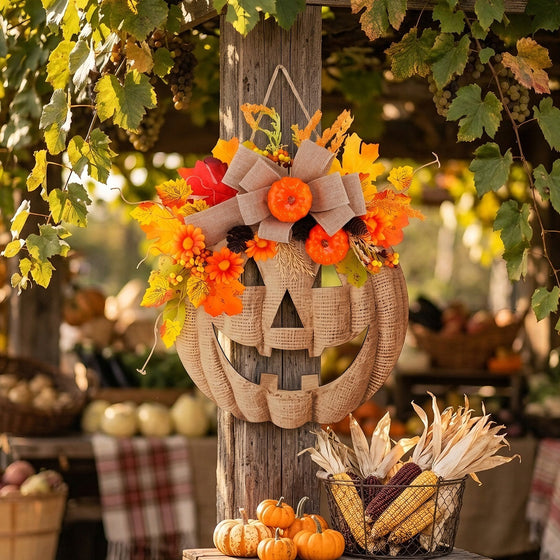 Wooden Pumpkin Halloween Door Sign