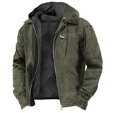 Mens Hooded Cotton Fleece Lined Zip Jacket