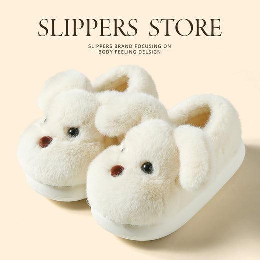 Plush Home Slippers with Puppy Design
