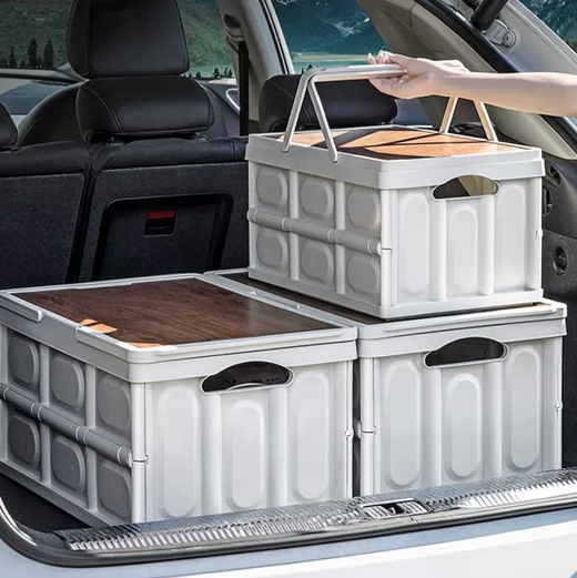 Camping Storage Box with Wooden Lid