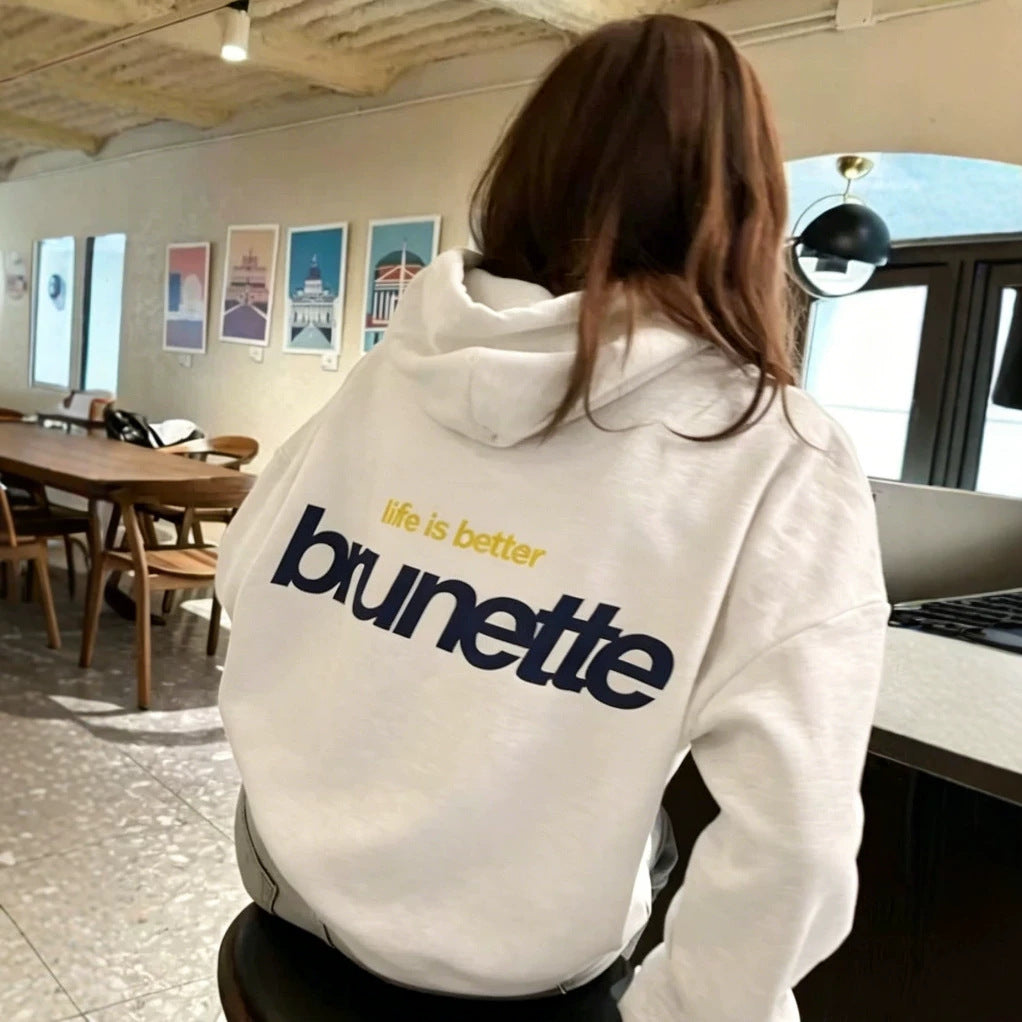 Women's hooded pullover sweater