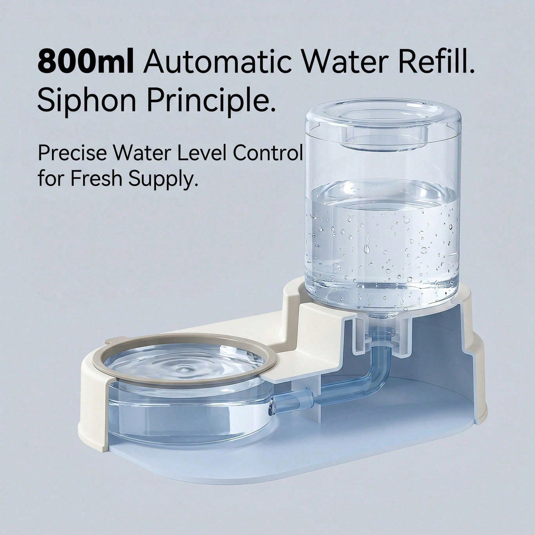 Water side of the feeder showing the gravity refill bottle