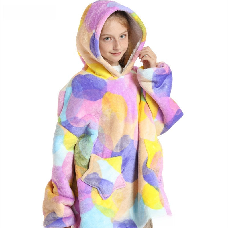 Kids cartoon animal hooded fleece robe, photo 2