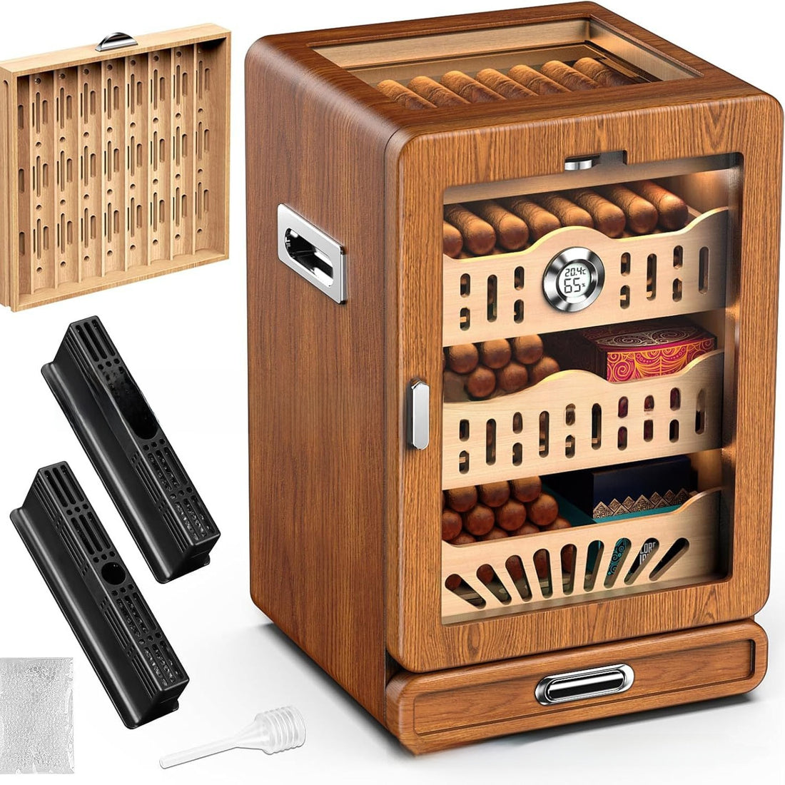Cedar Wood Cigar Humidor with Viewing Window