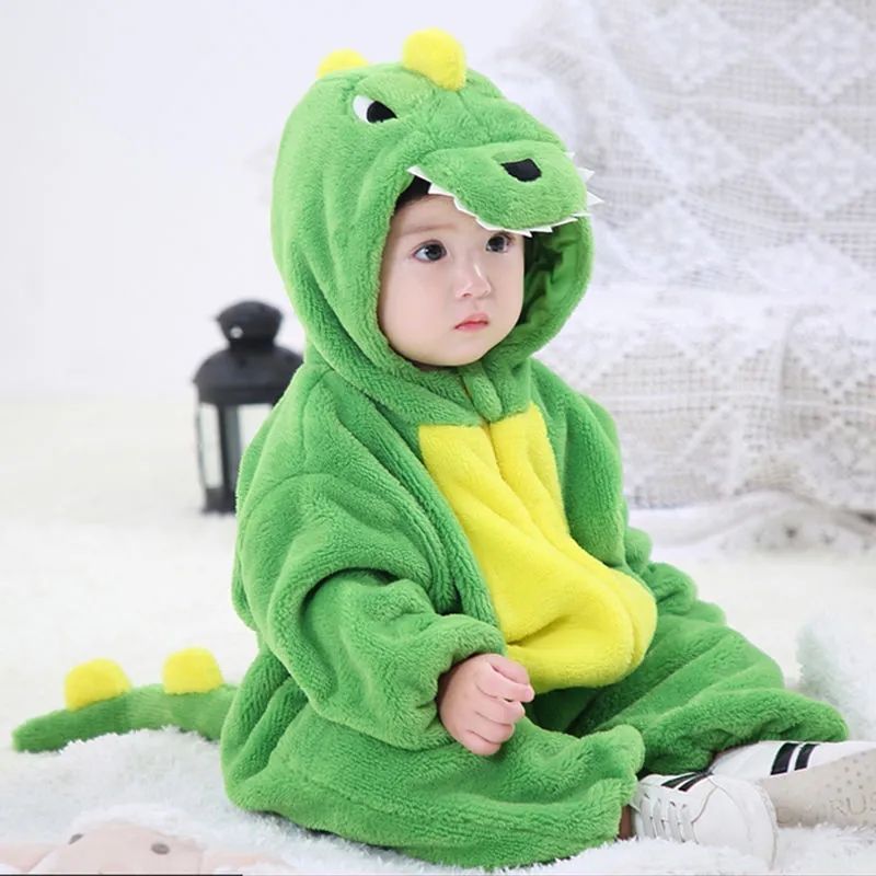 Newborn Baby Flannel Animal Hooded Romper Jumpsuit