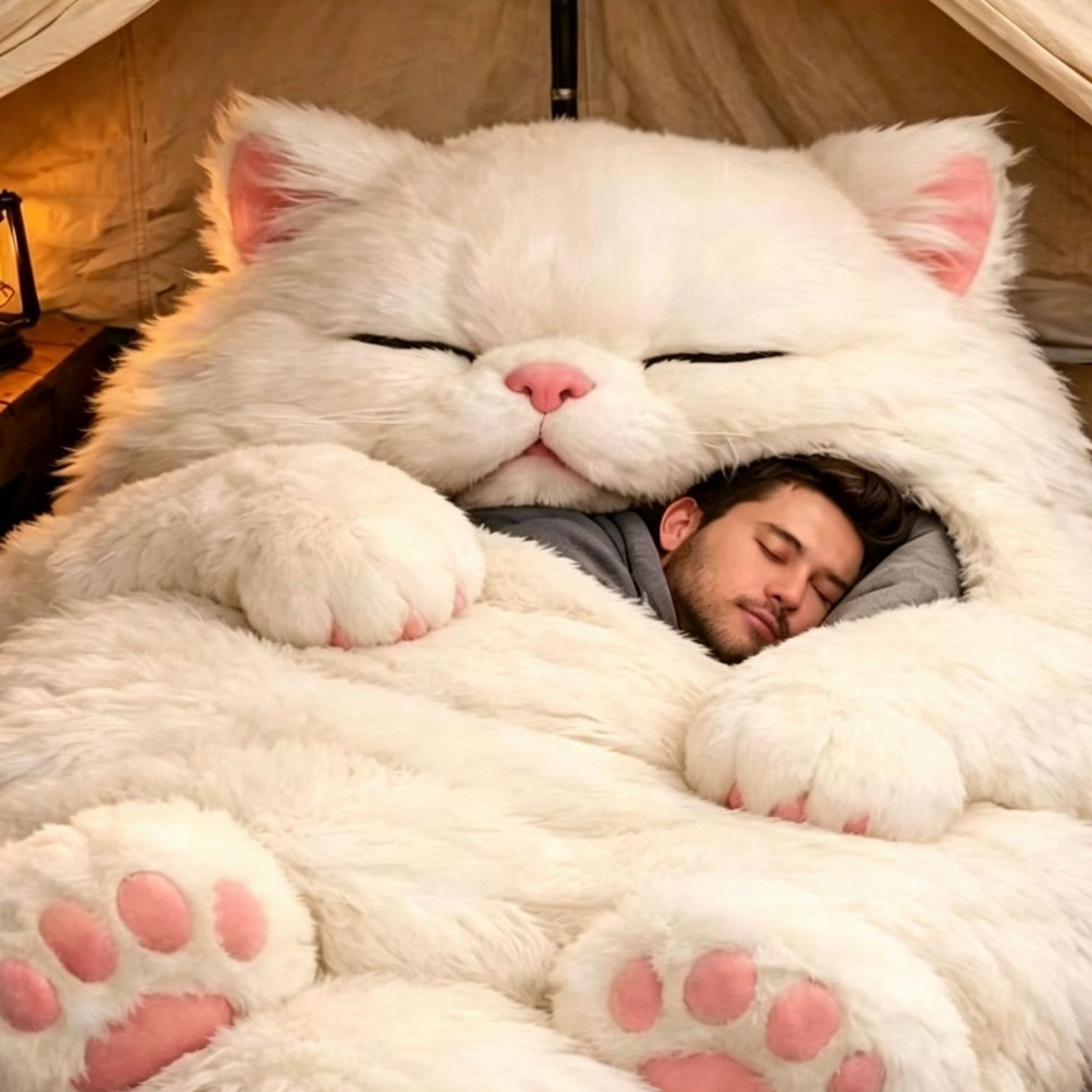 Winter adult plush cat sleeping bag