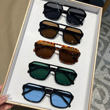 Candy Color Double Bridge Square Frame Sunglasses