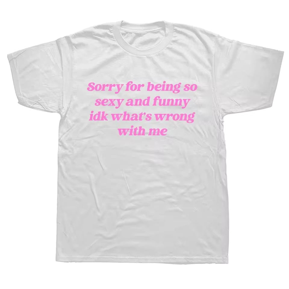 Funny Quote Oversized Cotton T-Shirt Casual Short Sleeve Top