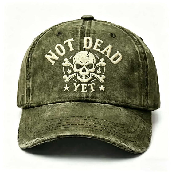 Vintage Washed Cotton Baseball Cap with Skull Embroidery