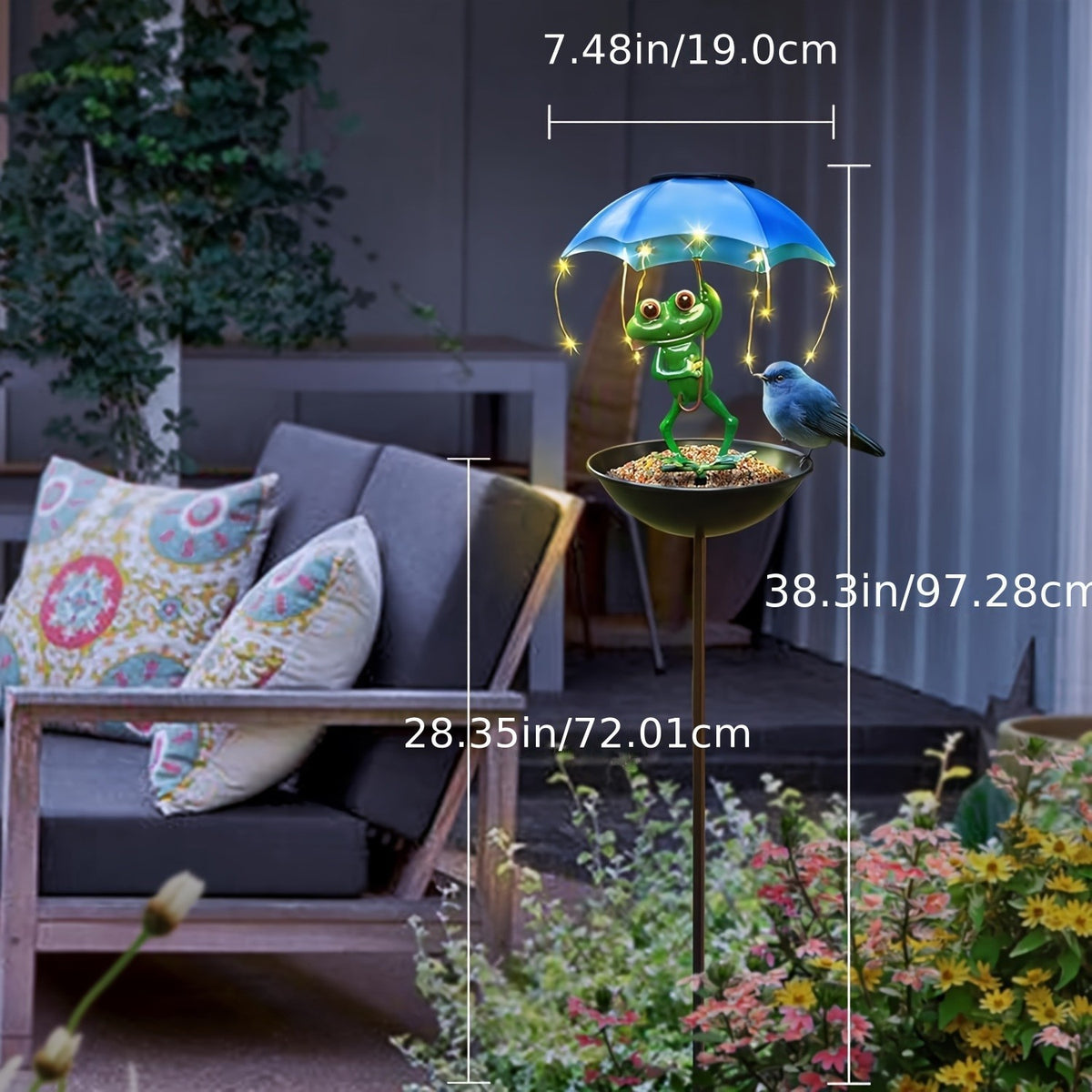 Frog Umbrella Solar Lawn Lamp Bird Feeder
