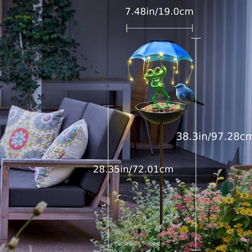 Frog Umbrella Solar Lawn Lamp Bird Feeder