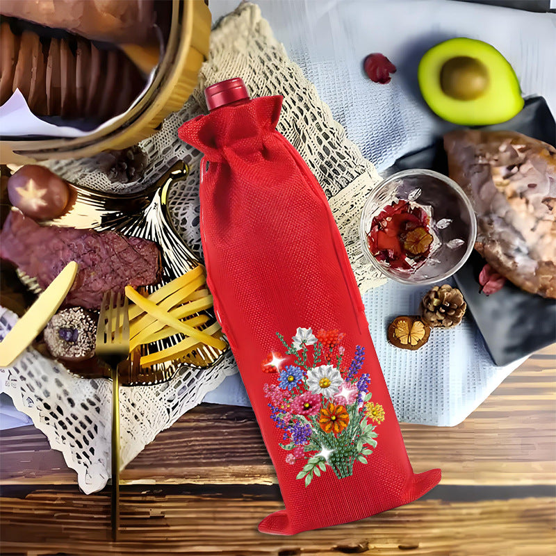 DIY Diamond Painting Christmas Linen Wine Gift Bag