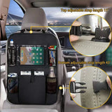 Seatback organizer pockets filled with items