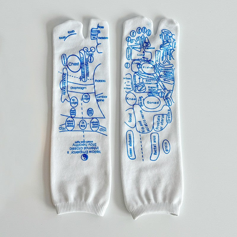 Foot Acupoint Massage Socks with Meridian Illustration