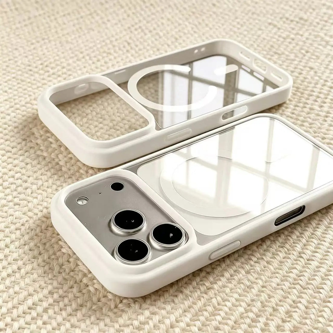 Magnetic Transparent Phone Case with Skin-Feel TPU PC Acrylic Frame