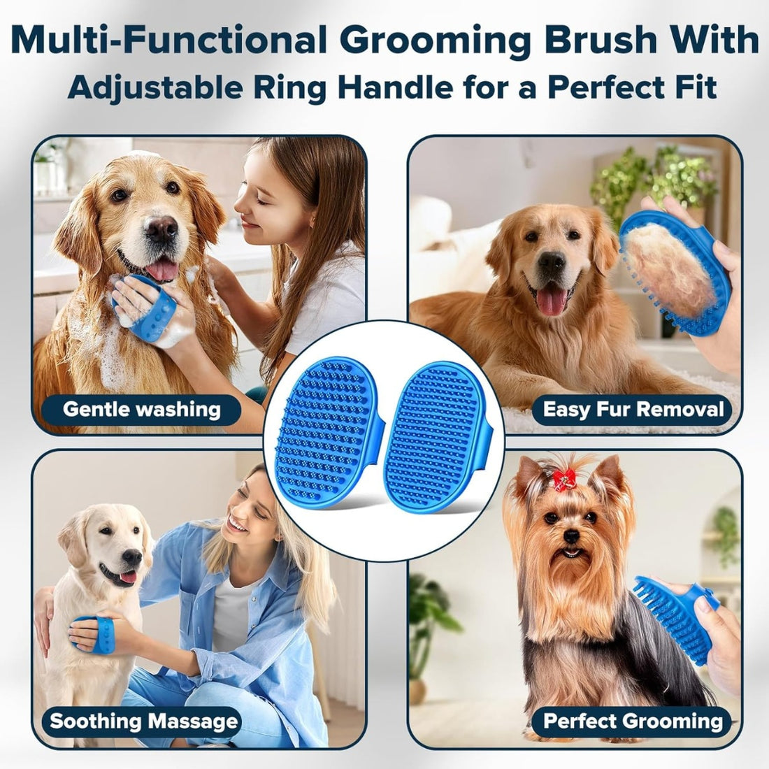 Silicone bath brush used on dogs for washing and brushing