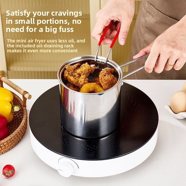 Household Stainless Steel Mini Frying Pan, Uncoated Oil-Saving Multi-Functional Pot for All Stoves