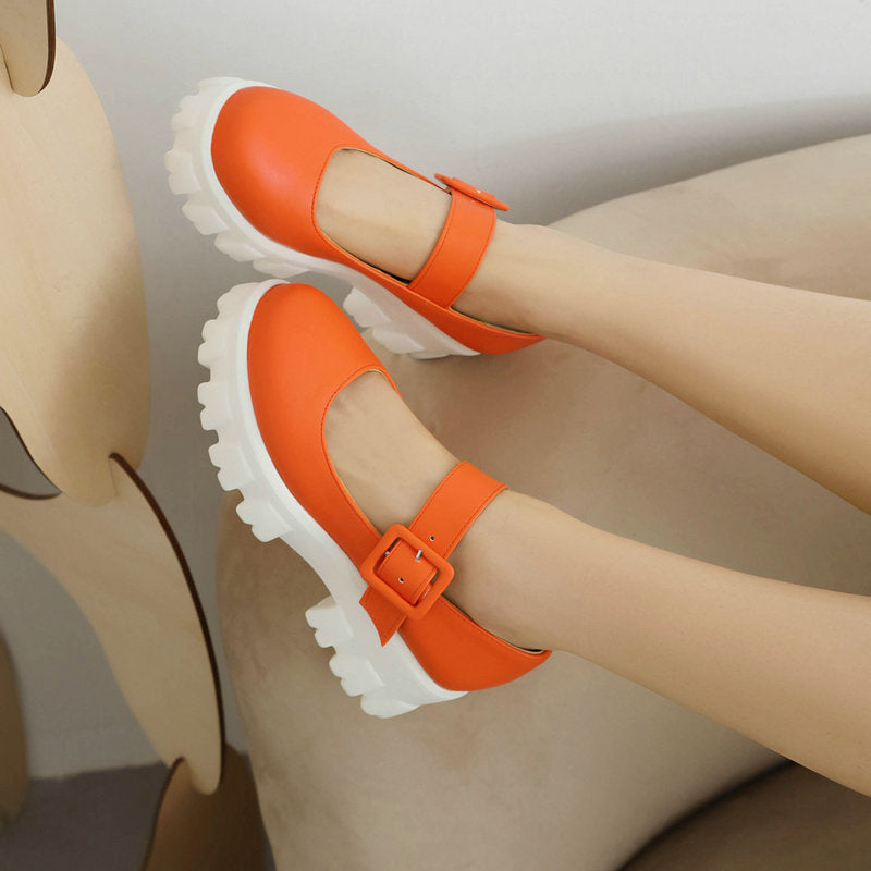 Retro Mary Jane Chunky Heel Women Shoes