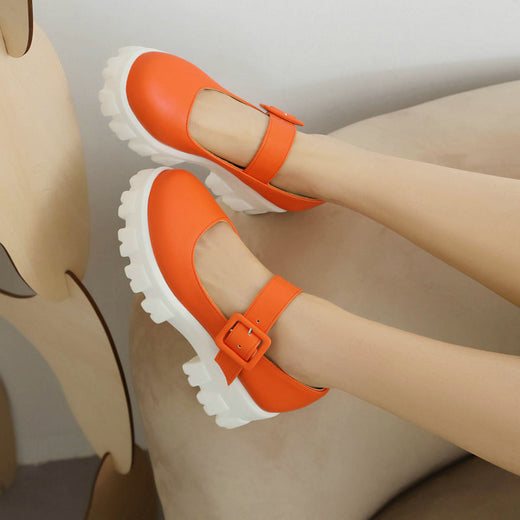 Retro Mary Jane Chunky Heel Women Shoes
