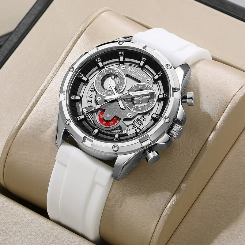 MEGIR Men's Casual Silicone Strap Quartz Chronograph Watch