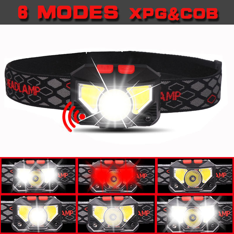 LED Sensor Headlight USB Rechargeable Waterproof