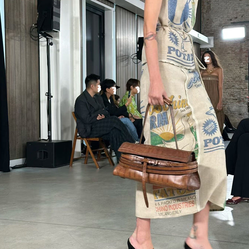 Solid Color Crocodile Pattern Shoulder Bag