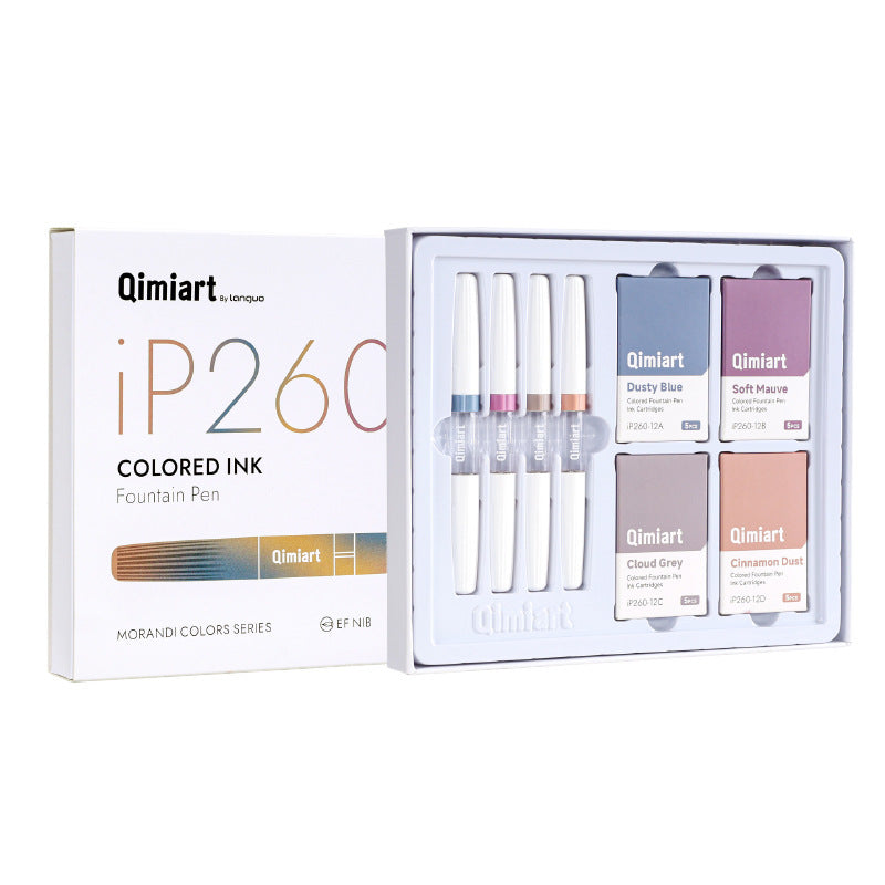 4-Color Fountain Pen Gift Set with EF Fine Nib and 20 Ink Cartridges
