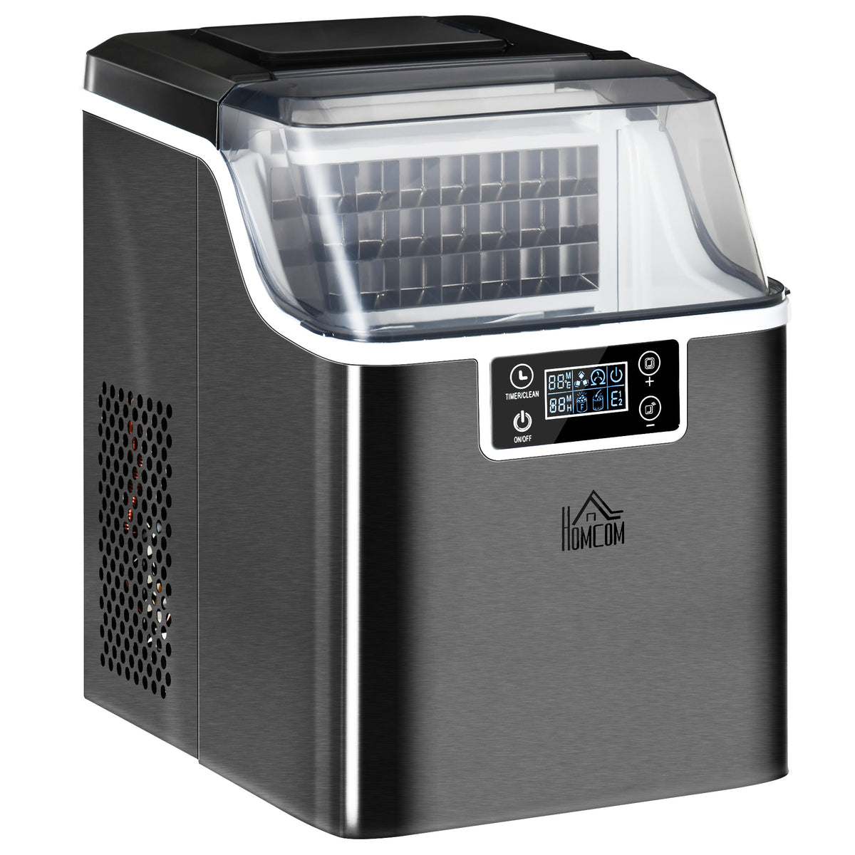Portable ice maker back panel and ports