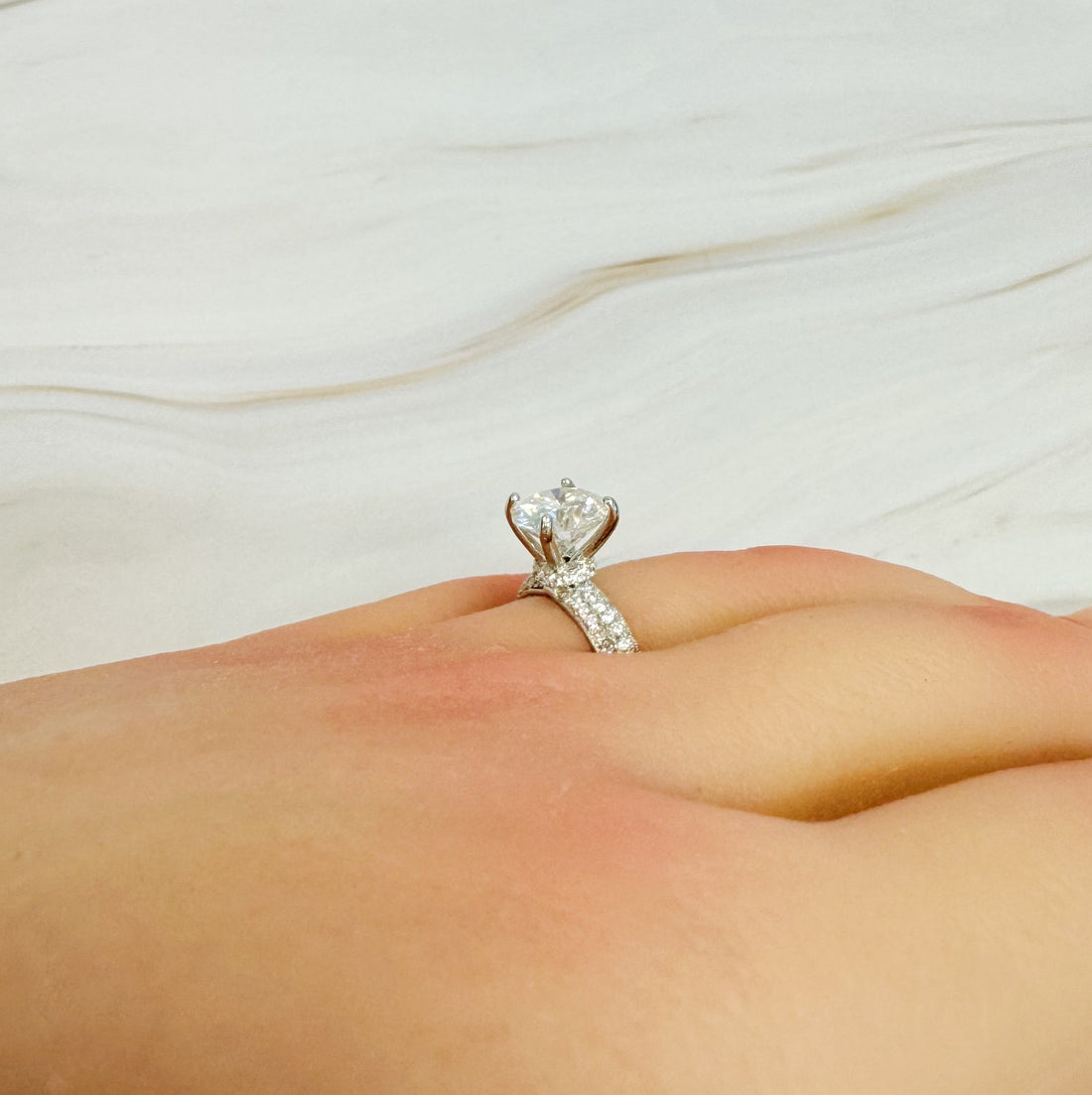 Hidden Halo Round Cut Moissanite Engagement Ring - Image 4