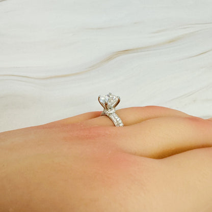 Hidden Halo Round Cut Moissanite Engagement Ring