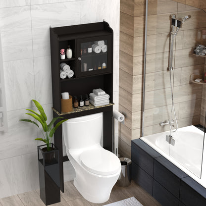 Modern Over Toilet Wood Storage Cabinet Espresso Bathroom