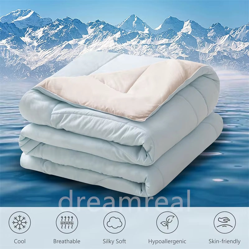 Reversible Cooling Blankets Smooth Air Condition Comforter Lightweight Summer Quilt Washable Double Side Cold Fabric & Cool Skin