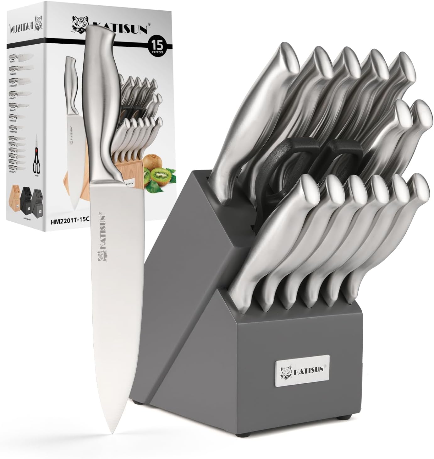 15-piece silver knife set boxed for gift giving
