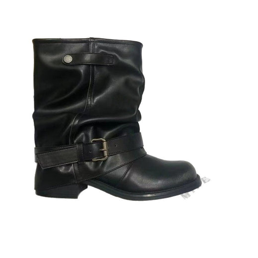 Womens Retro Chunky Heel Martin Boots