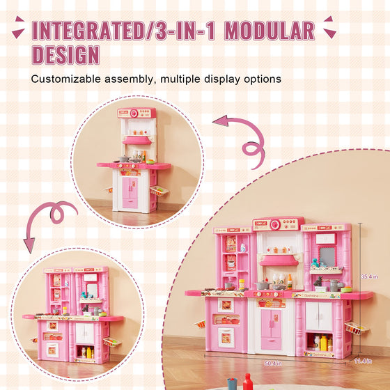 Full accessory pack included with kids kitchen playset