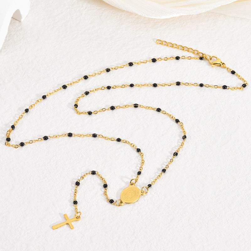 18K Gold Plated Stainless Steel Cross Pendant Necklace Vintage Unisex Jewelry