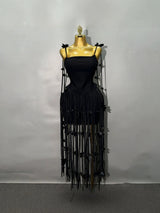 Elegant Tassel Strap Evening Dress