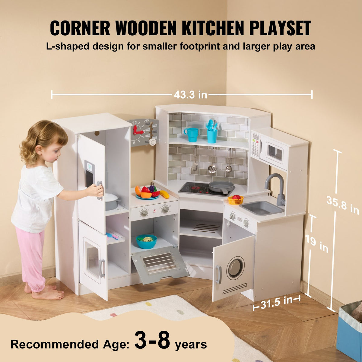 Kids play kitchen with sound accessories included