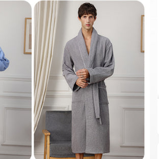 Cotton terry towel bathrobe in mid length, photo 8