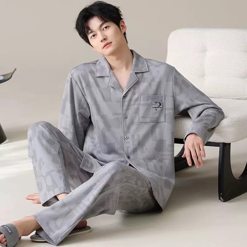 Men's long-sleeved long-pants pajamas