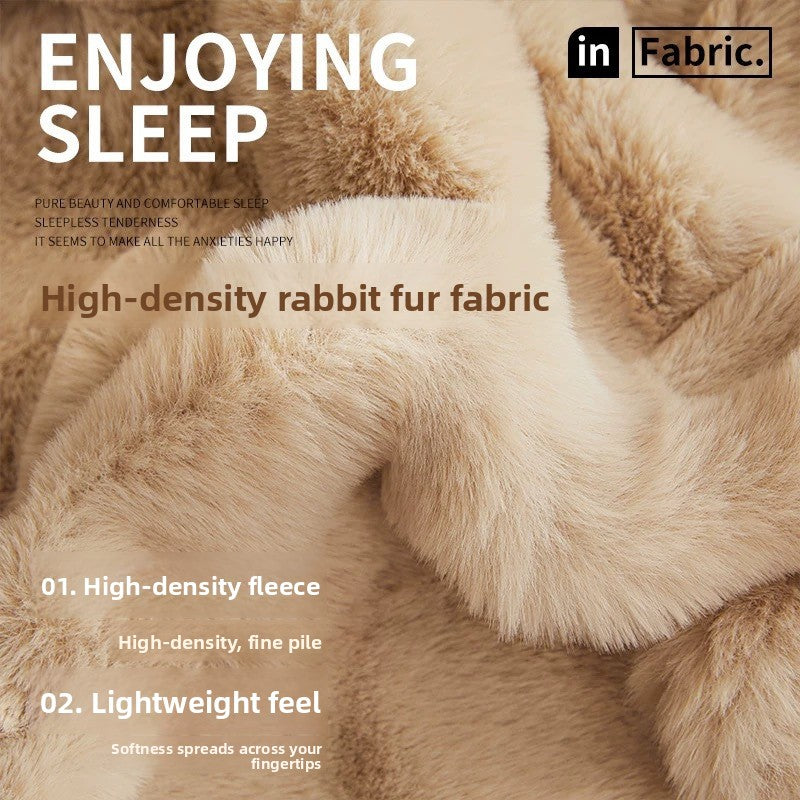 Double-sided faux rabbit fur plush blanket in solid color, photo 2