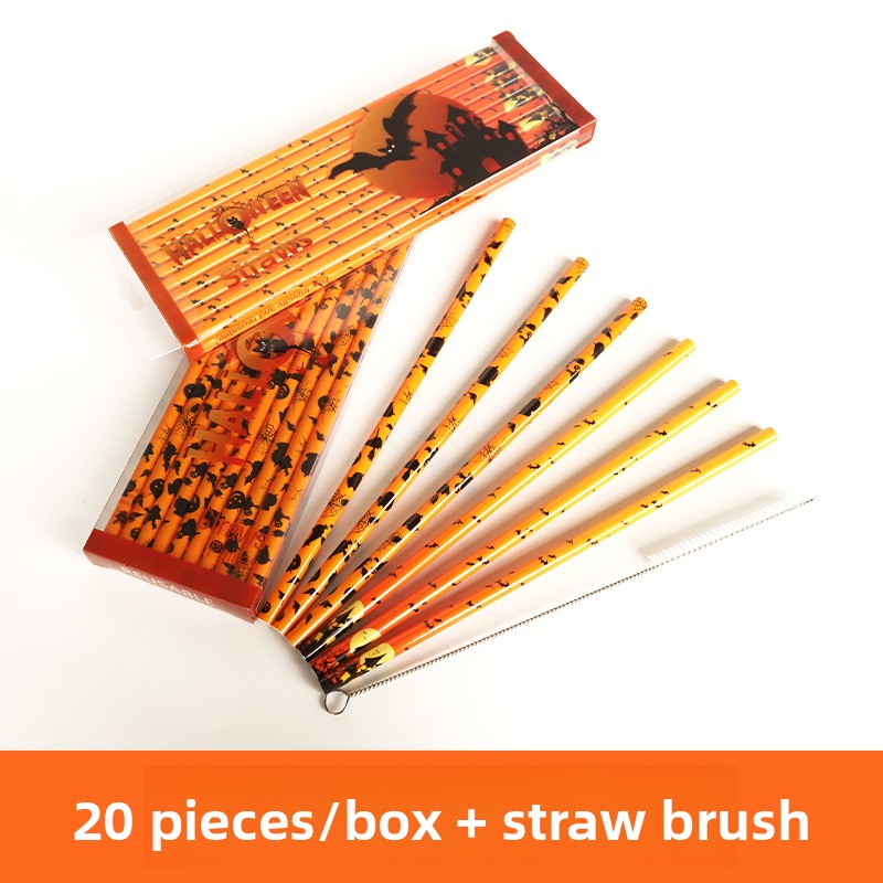 Reusable Plastic Straw Set with Holiday Designs